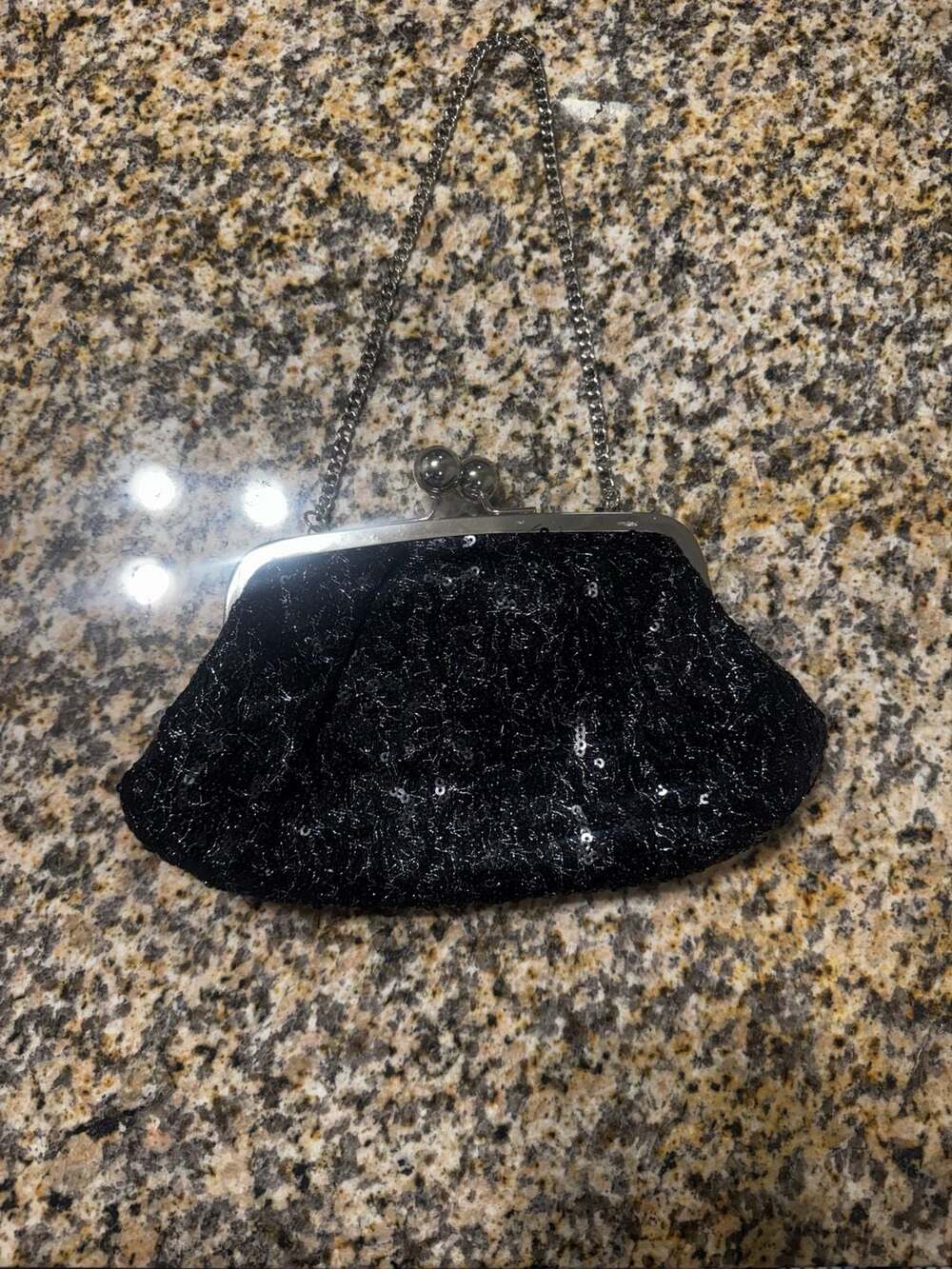 kate landry black sequin kiss lock evening bag 🖤✨